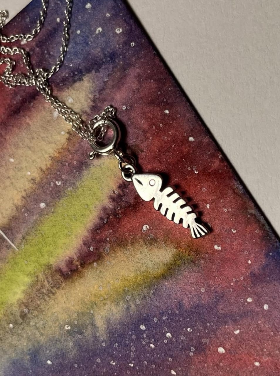 Fish bone 925 Sterling Silver Pendant /Charm