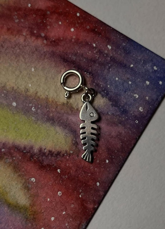 Fish bone 925 Sterling Silver Pendant /Charm