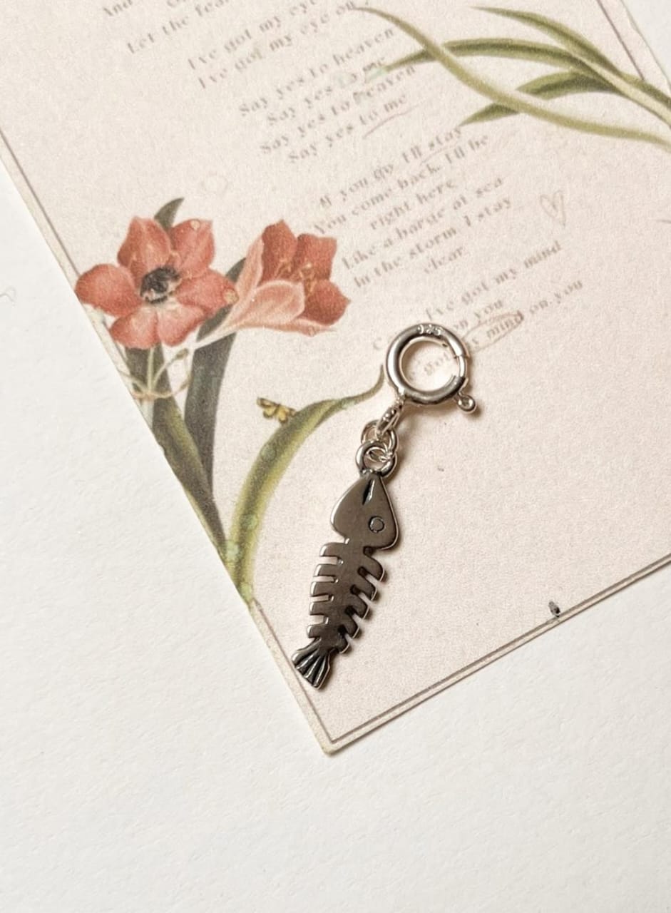 Fish bone 925 Sterling Silver Pendant /Charm