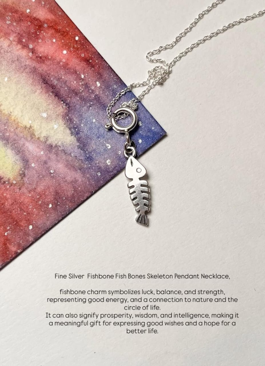 Fish bone 925 Sterling Silver Necklace