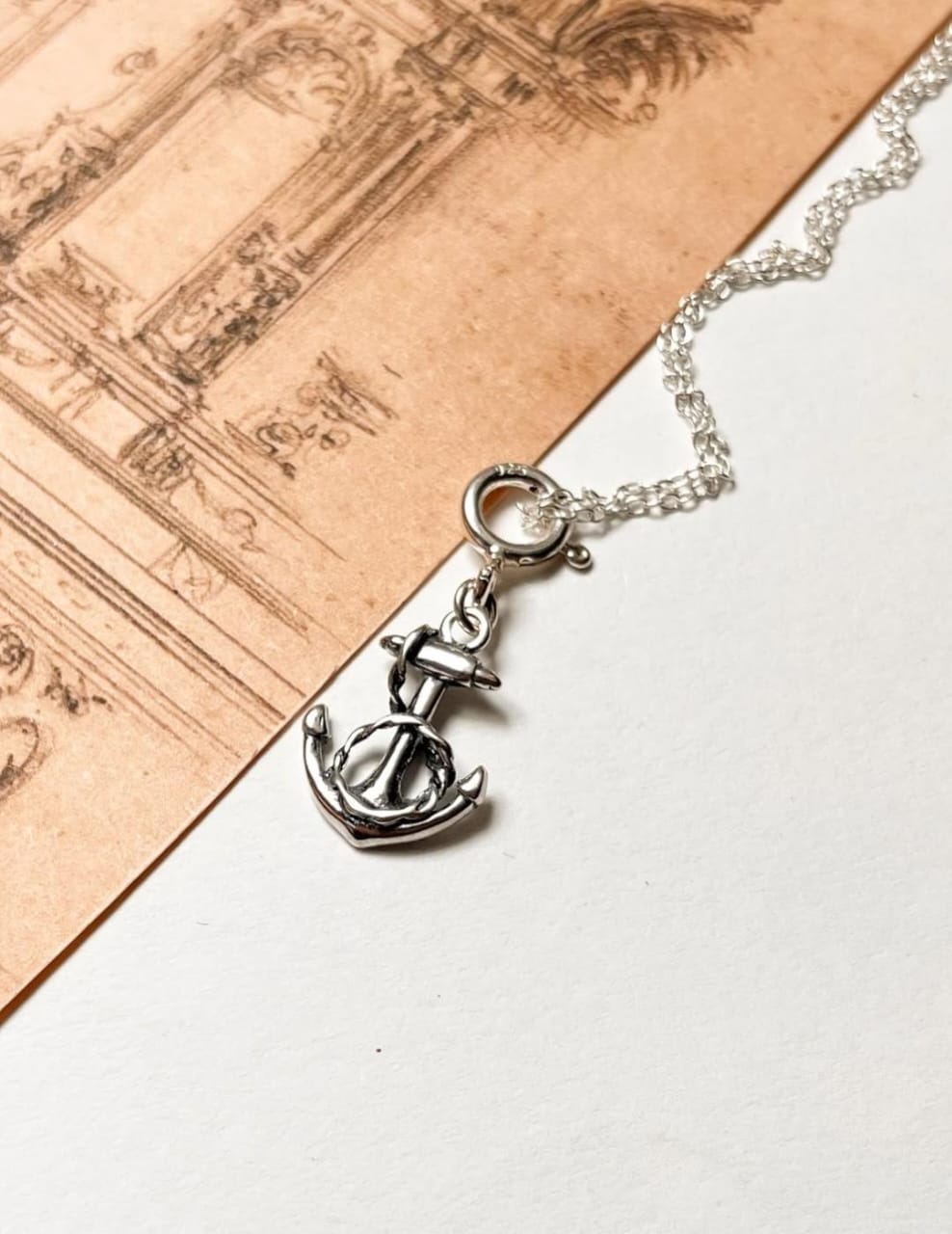 Small Anchor 925 Sterling Silver Necklace