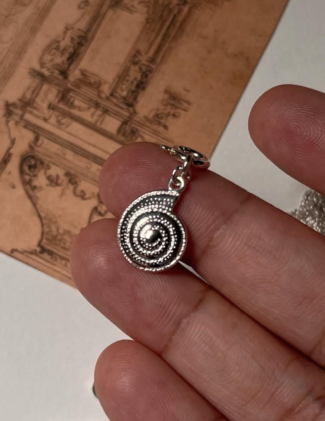 Spiral Shell 925 Sterling Silver Pendant /Charm