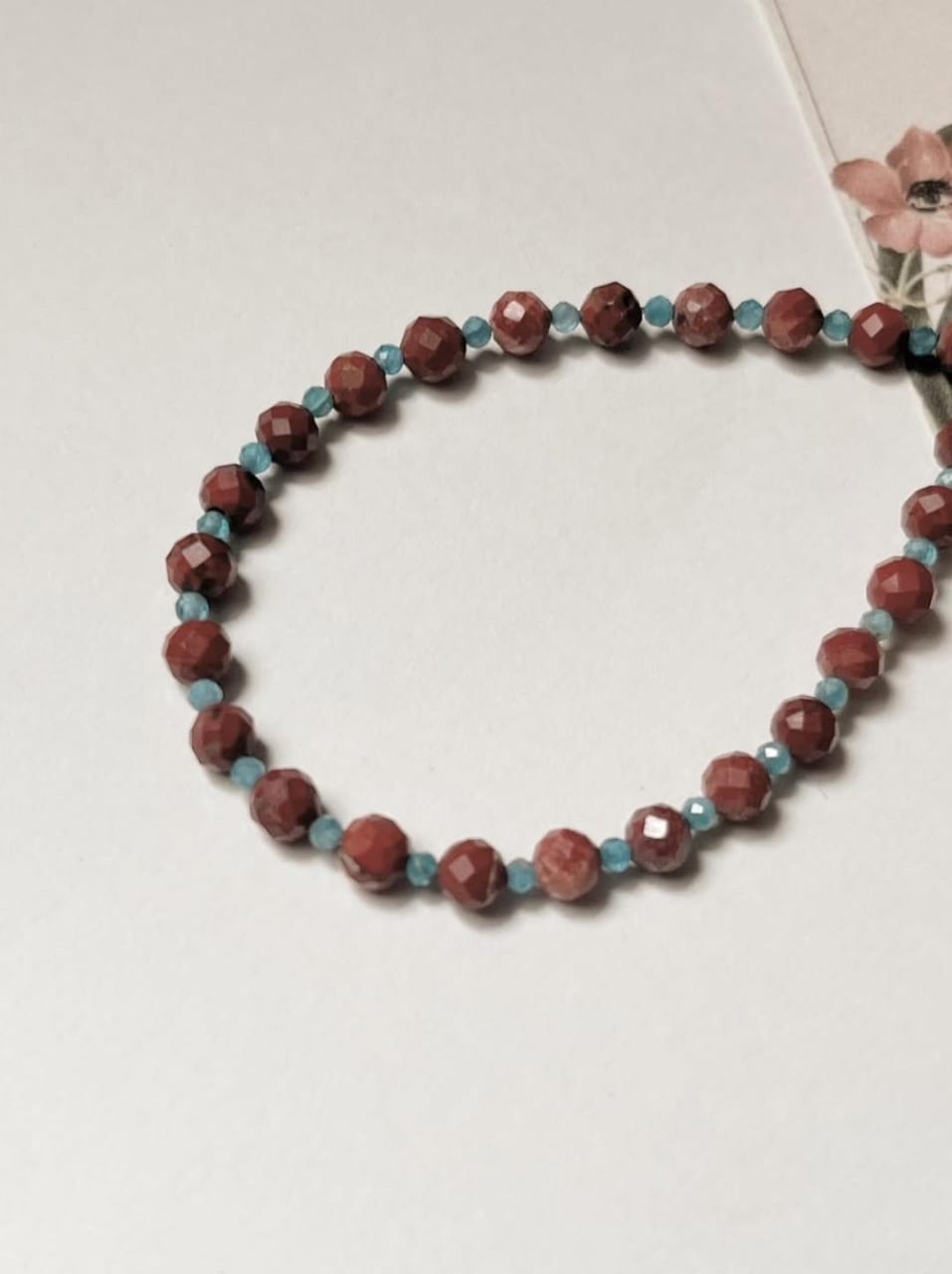 Red Jasper & Apatite Handcrafted Sterling Silver 925 Bracelet