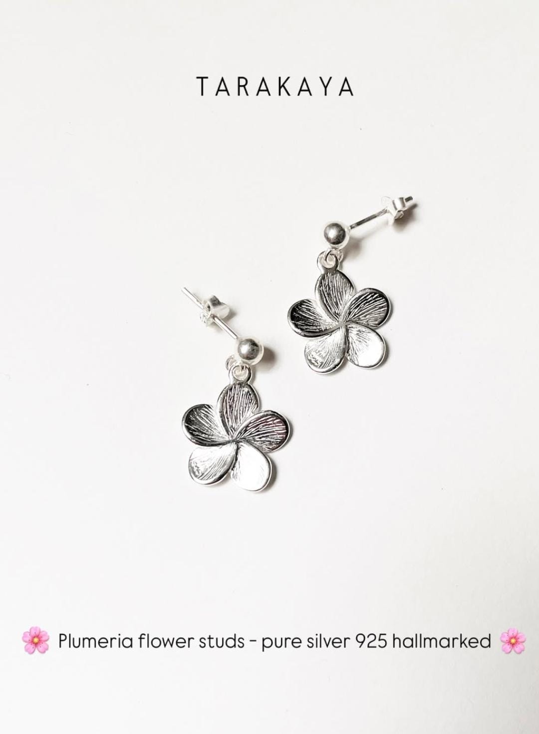 Plumeria Handcrafted Studs 925 Sterling Silver Earrings