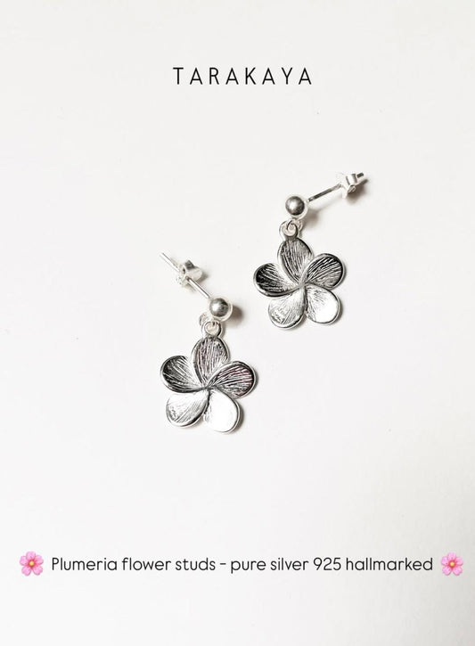 Plumeria Handcrafted Studs 925 Sterling Silver Earrings