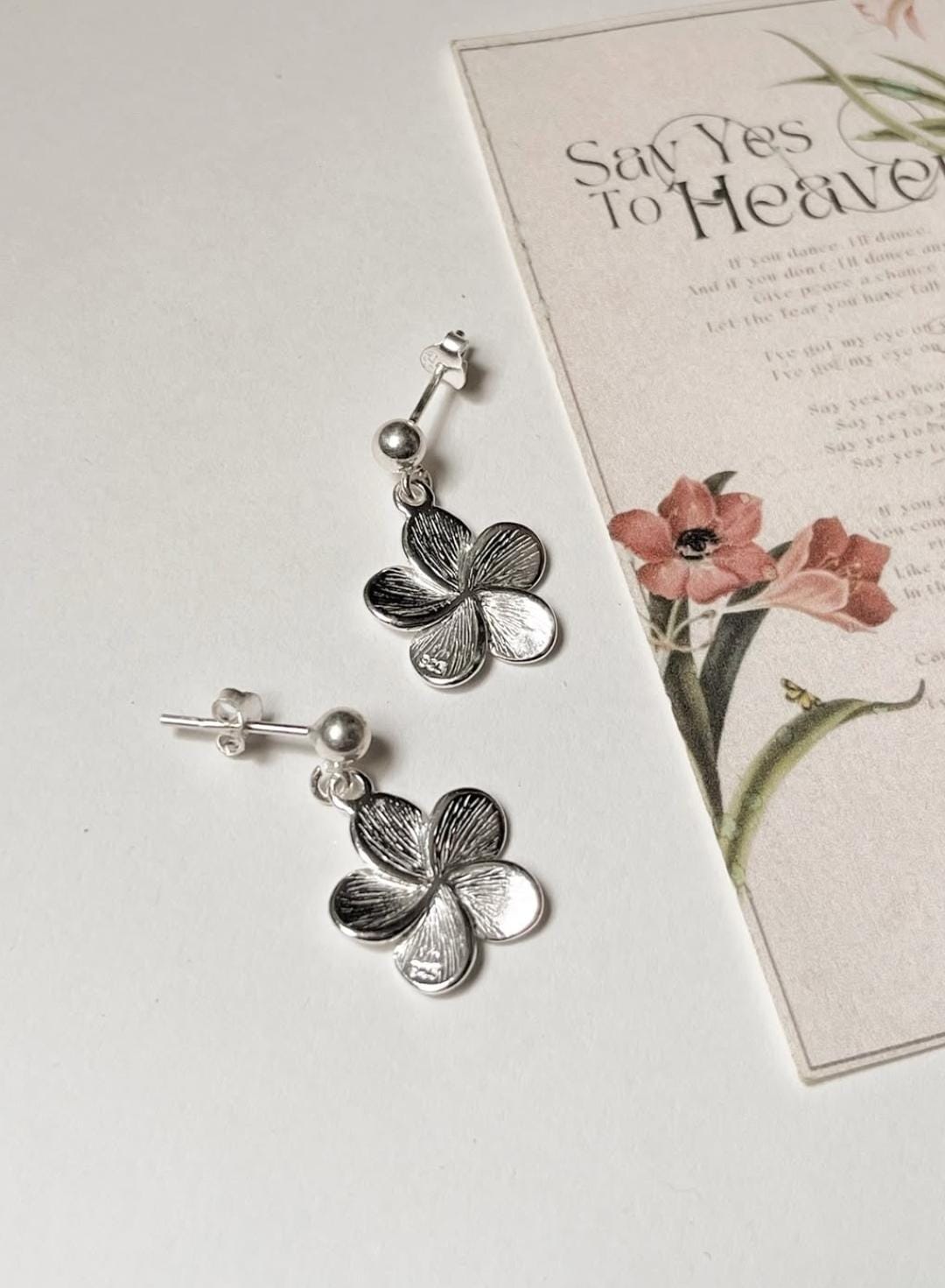 Plumeria Handcrafted Studs 925 Sterling Silver Earrings