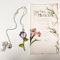Amethyst Flower & Peridot Leaf Crystal Charm 925 Sterling Silver Necklace