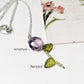 Amethyst Flower & Peridot Leaf Crystal Charm 925 Sterling Silver Necklace