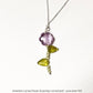 Amethyst Flower & Peridot Leaf Crystal Charm 925 Sterling Silver Necklace