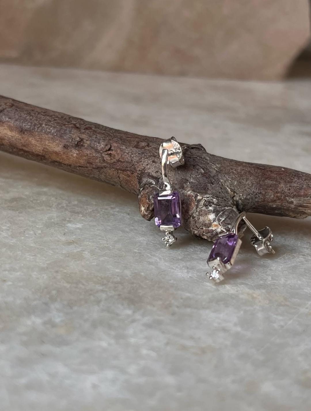 Amethyst Square Studs 925 Sterling Silver Earrings