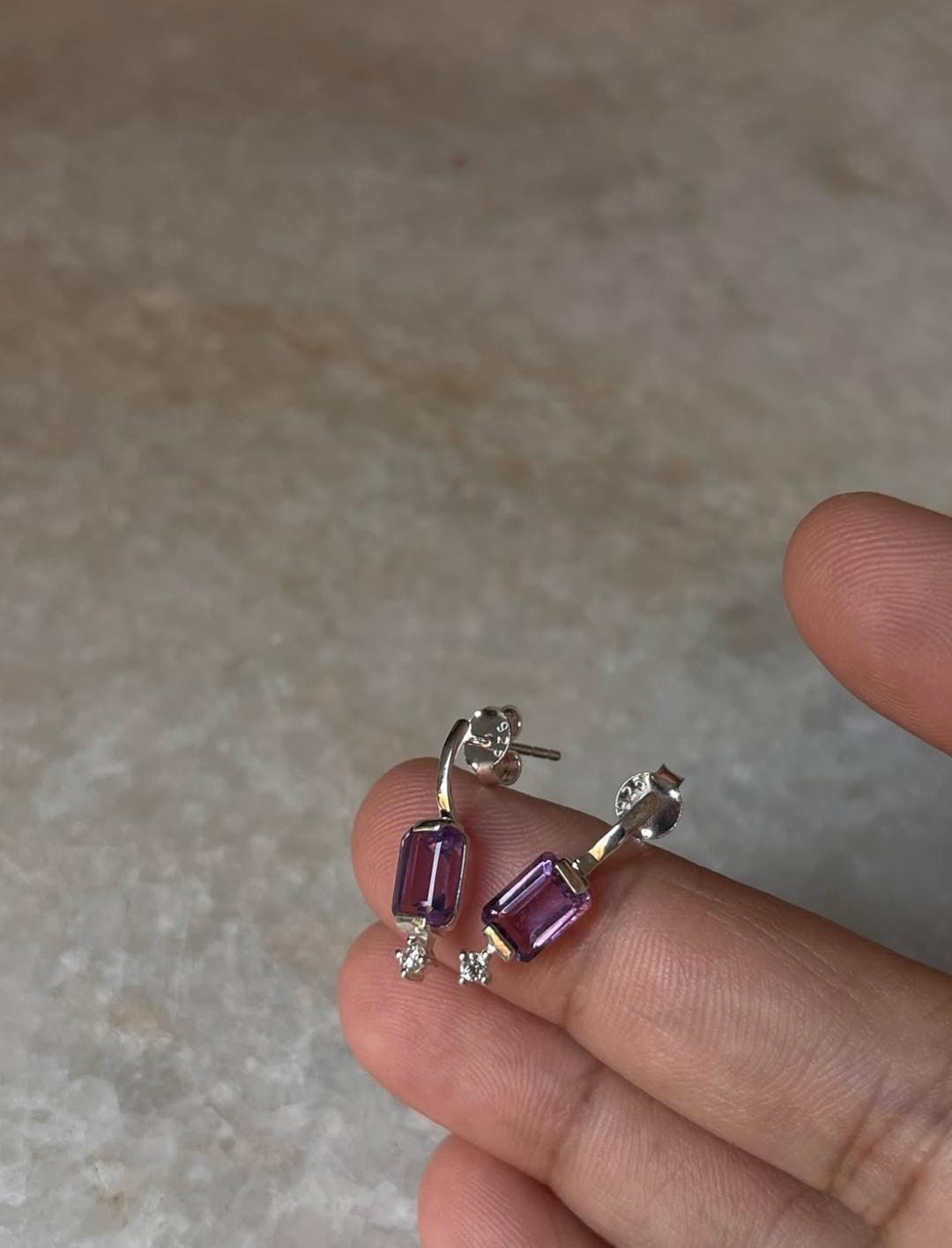 Amethyst Square Studs 925 Sterling Silver Earrings