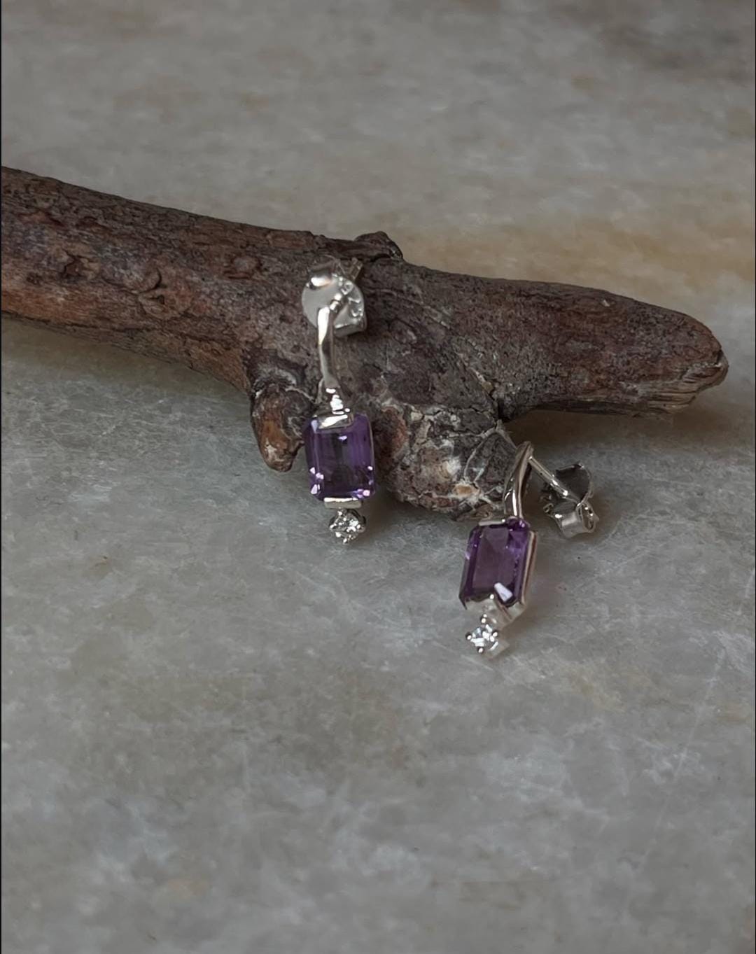Amethyst Square Studs 925 Sterling Silver Earrings