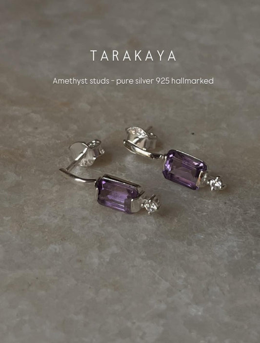 Amethyst Square Studs 925 Sterling Silver Earrings