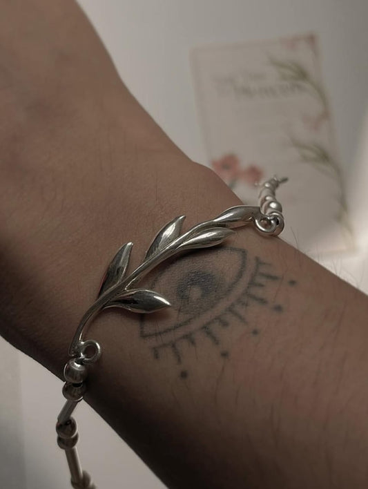Artistic Vines Pattern 925 Sterling Silver Bracelet for Women  