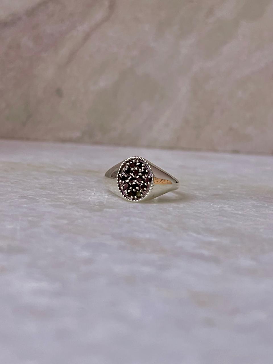 Black Onyx Oval Signet Statement 925 Sterling Silver Ring  