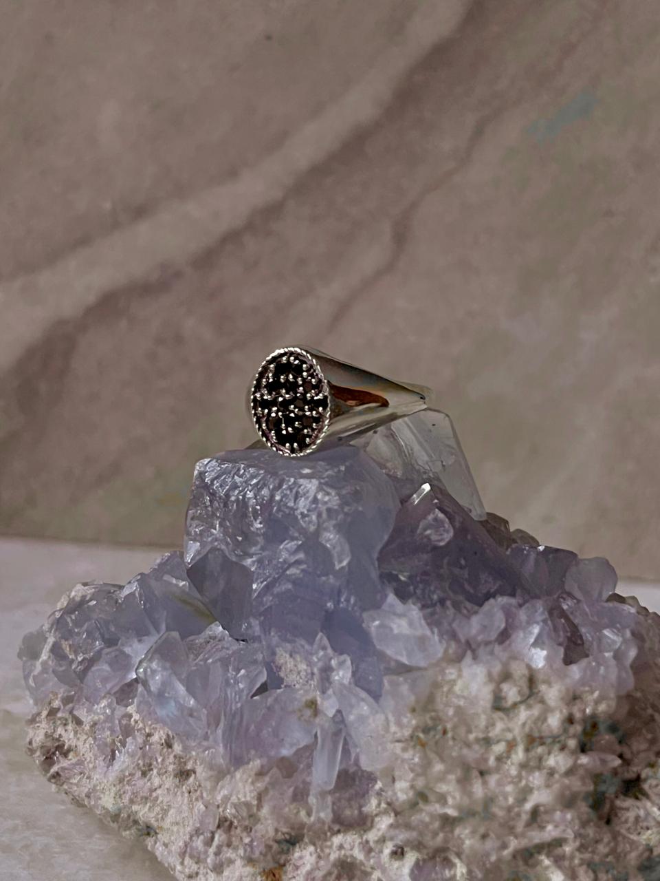 Classic Oval Black Onyx Statement Ring in Sterling Silver  