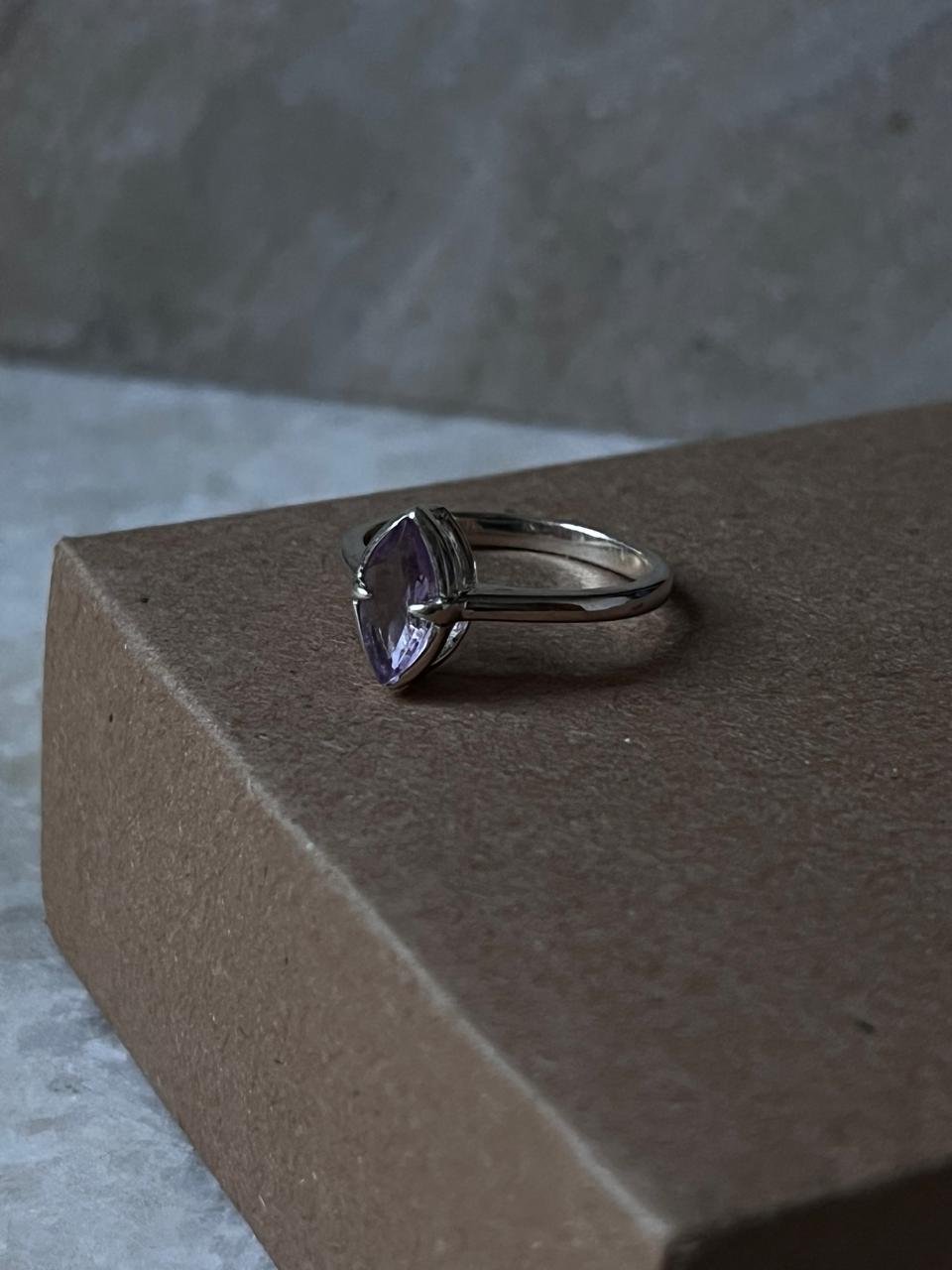 Elegant Marquise Amethyst Gemstone Ring in Sterling Silver