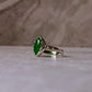 Vintage Style Green Onyx Marquise Gemstone Silver Ring