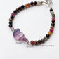 Boho-chic multi gemstone 925 silver bracelet with bird carving  