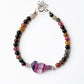 Artistic handcrafted fluorite and tourmaline silver bracelet