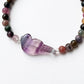  Handcrafted sterling silver bracelet with fluorite bird and tourmaline beads