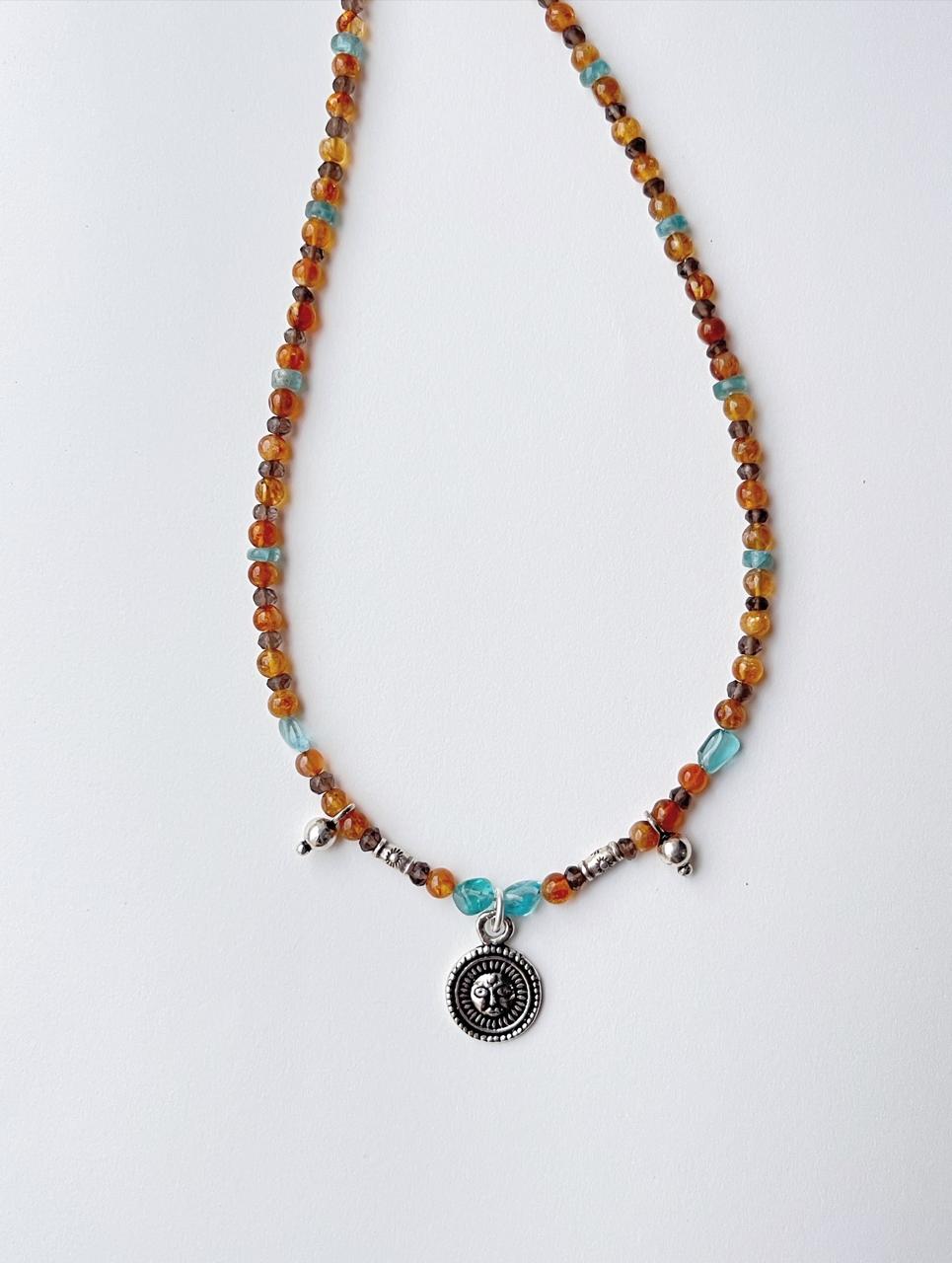 Handcrafted boho choker with gemstone charms