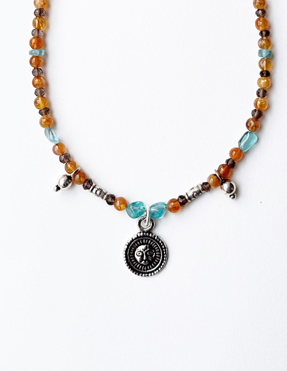 Artisan 925 silver boho gemstone necklace