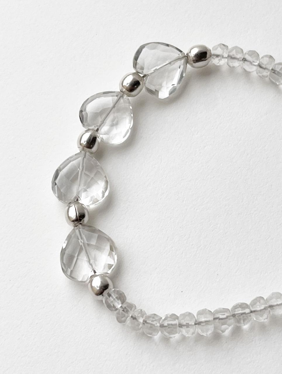 Elegant clear quartz and silver ball beaded bracelet  