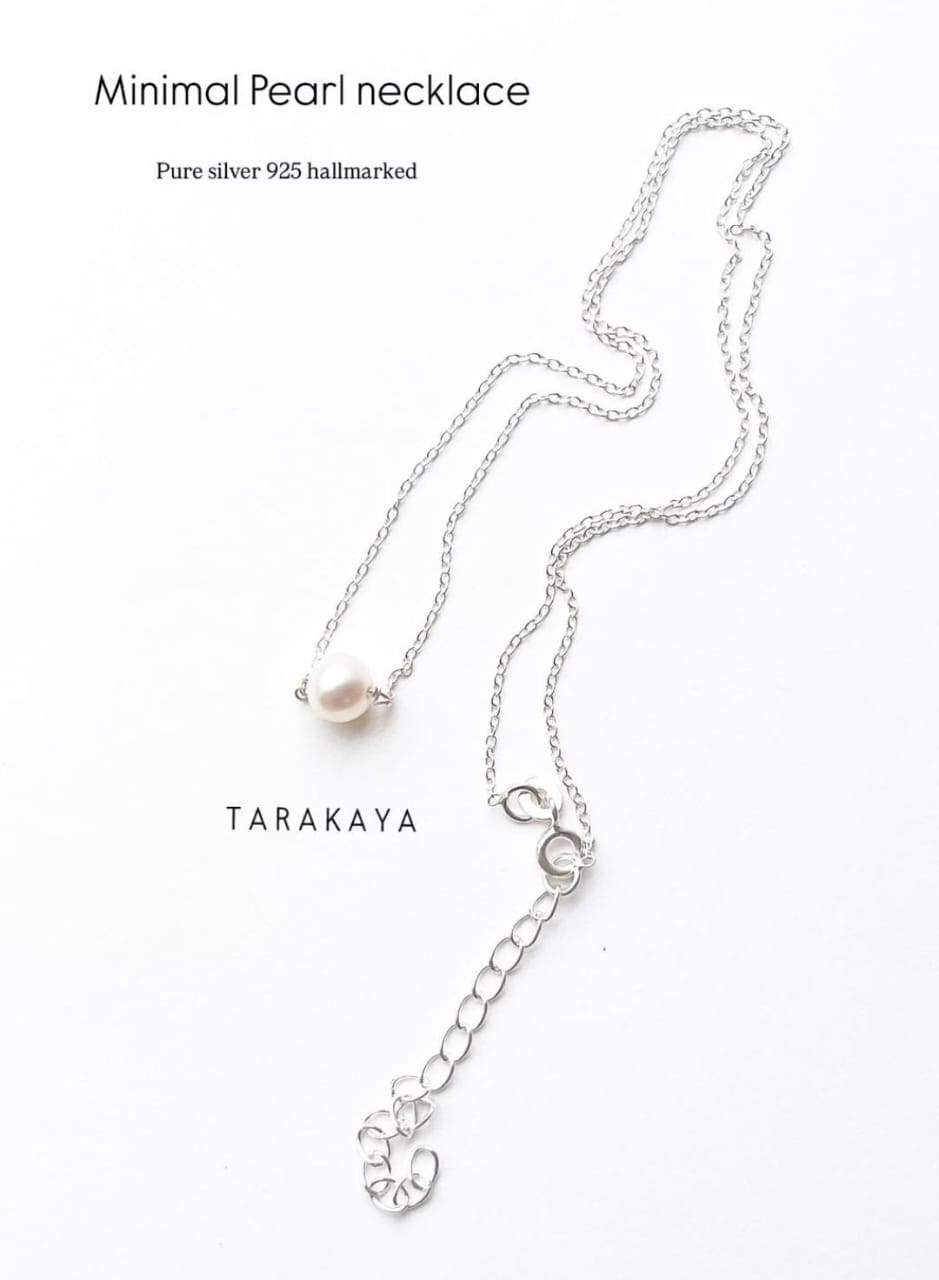 Fresh Water Pearl Minimal Handcrafted 925 Sterling Silver Necklace