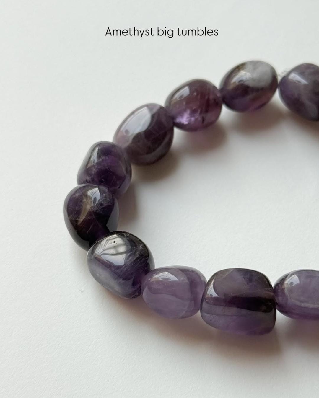 Amethyst Tumble 10mm Natural Crystal Bracelet  