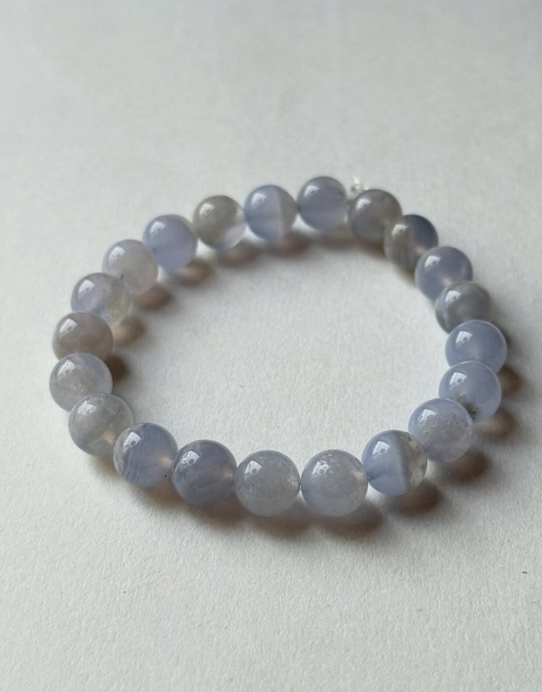 8mm Blue Lace Agate Healing Crystal Beaded Bracelet  