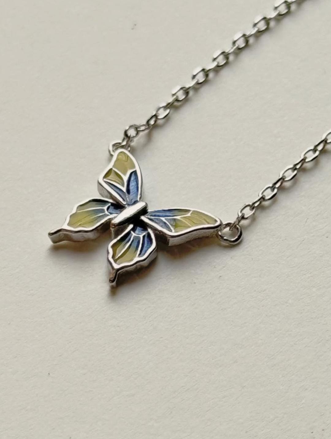  Handcrafted Enamelled Butterfly 925 Silver Necklace
