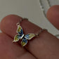 Colorful Enamel Butterfly Charm Sterling Silver Necklace  