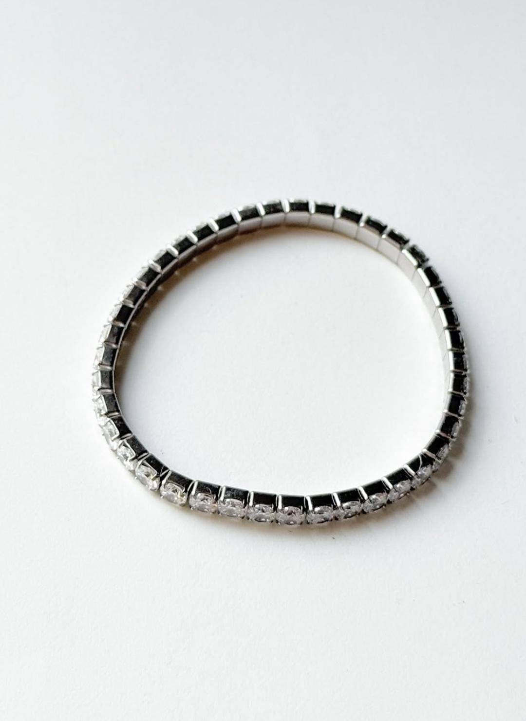 Minimalist Tennis Style CZ 925 Sterling Silver Bracelet