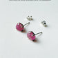 Natural Dyed Ruby Rough Stone Sterling Silver Stud Earrings