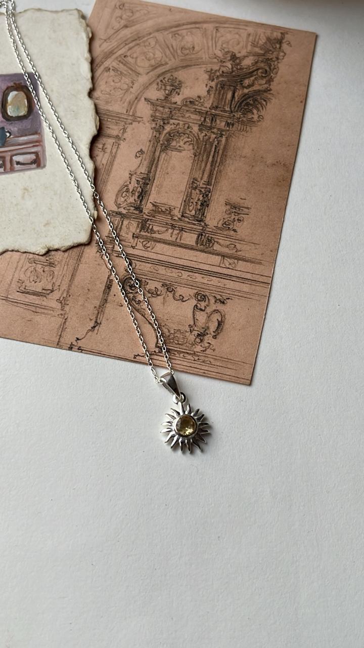 Citrine Sunshine With Chain Attached 925 Sterling Silver Necklace