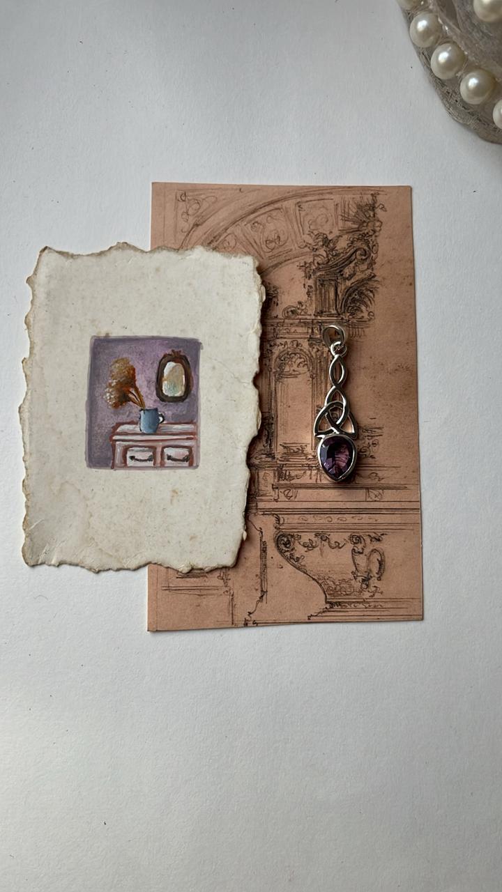 Amethyst Trinity Knot 925 Sterling Silver Pendant