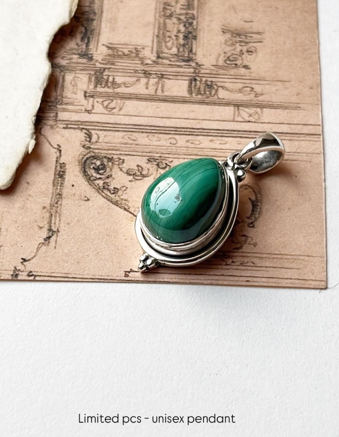 Malachite Pear Rawa 925 Sterling Silver Pendant