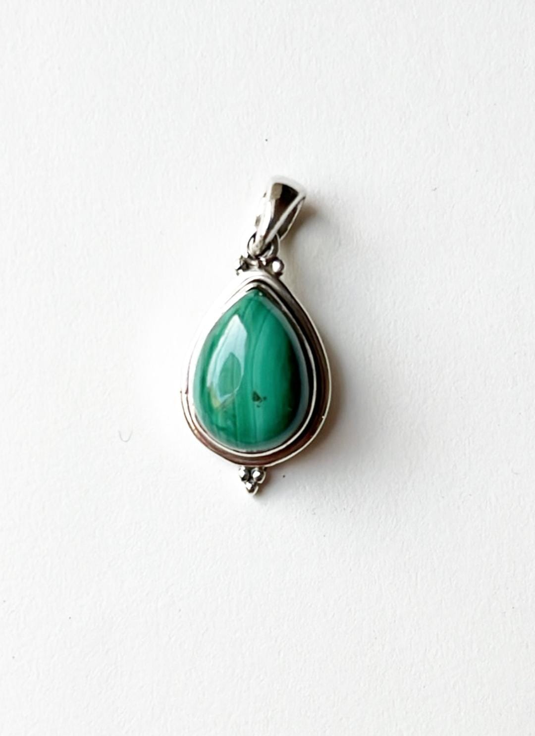Malachite Pear Rawa 925 Sterling Silver Pendant