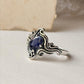 Iolite Faceted Stone Oxidised Silver Wave Design Ring  