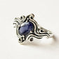 Elegant Iolite Faceted Stone Flowy Waves Silver Ring 
