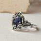 Iolite Gemstone Flowy Waves Handcrafted Oxidised Silver Ring