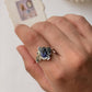 Artistic Wavy Pattern Iolite Studded Silver Ring  