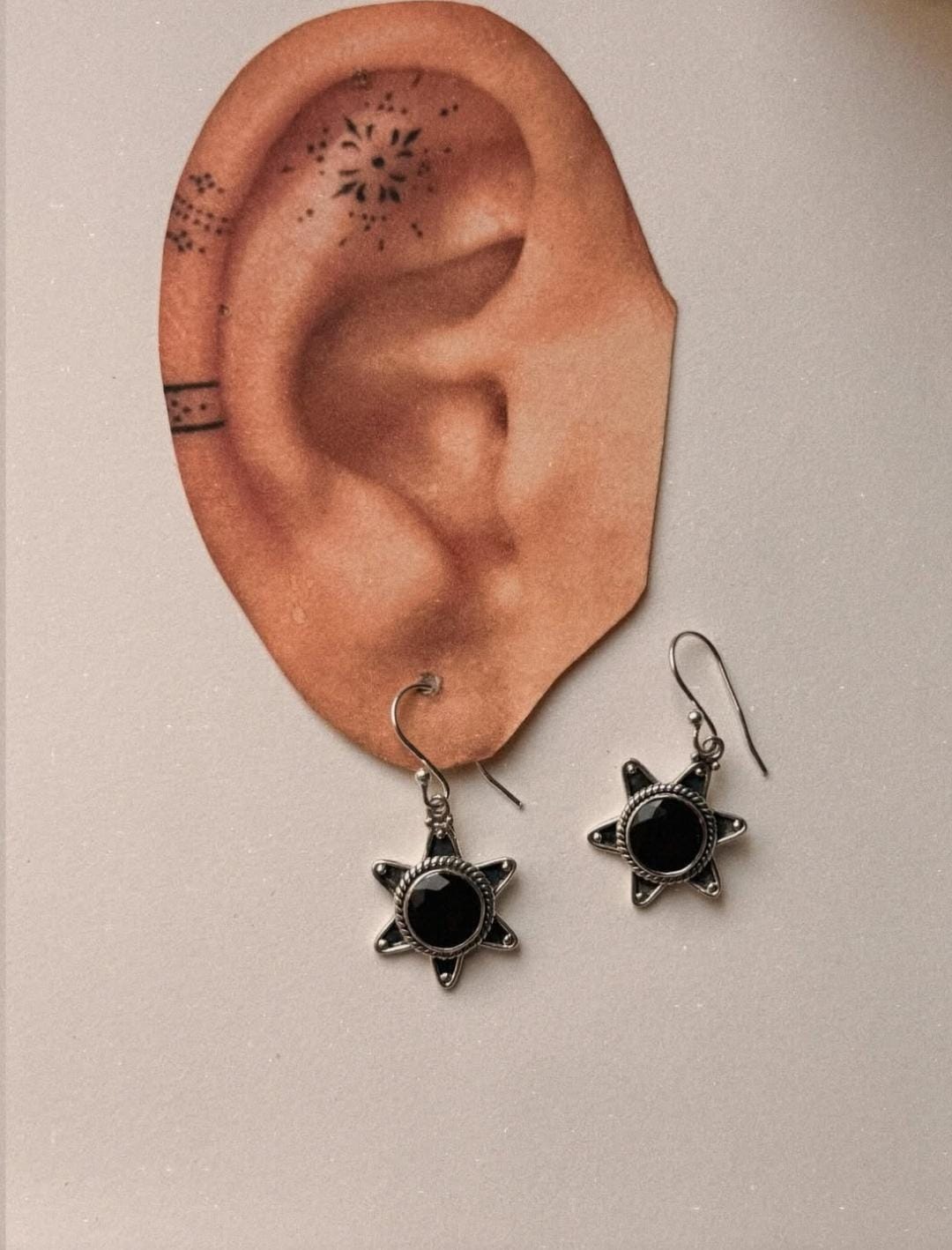 Garnet Boho Sun 925 Sterling Silver Earrings