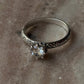 Vintage Motif Cz Solitaire Stack Band 925 Sterling Silver Ring