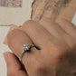Vintage Motif Cz Solitaire Stack Band 925 Sterling Silver Ring