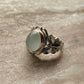 Handcrafted Aqua Chalcedony Butterfly Silver Statement Ring  