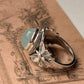 Boho Aqua Chalcedony Butterfly Motif 925 Silver Statement Ring