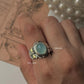 Aqua Chalcedony Butterfly Design Oxidised Sterling Silver Band  