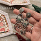 Antique Green Stone Ghungroo Boho Statement 925 Sterling Silver Earrings